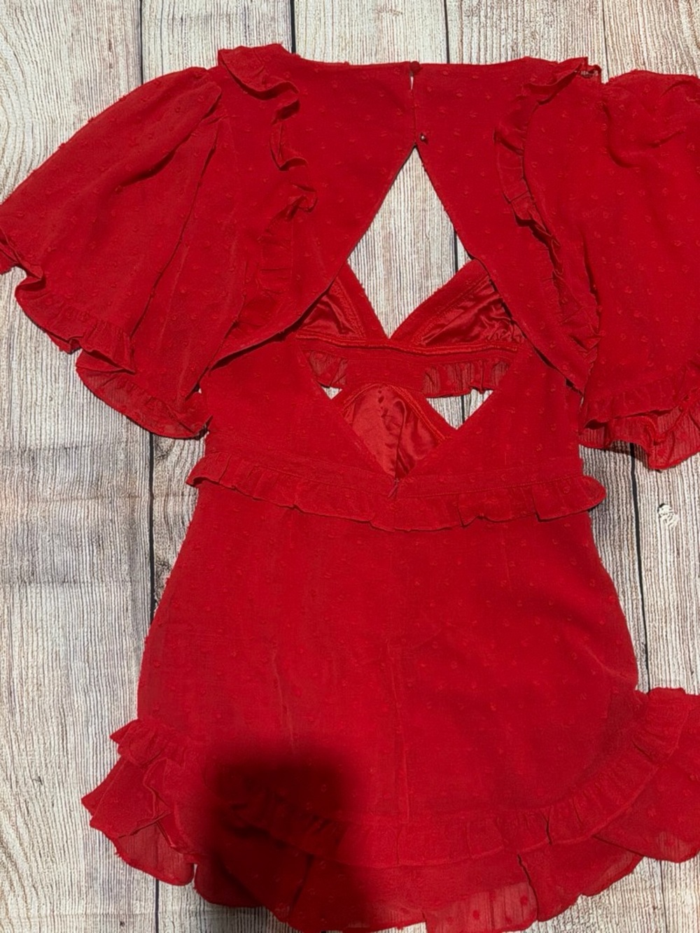 Red Backless Ruffle Mini Dress - Unbranded - Picture 3 of 4